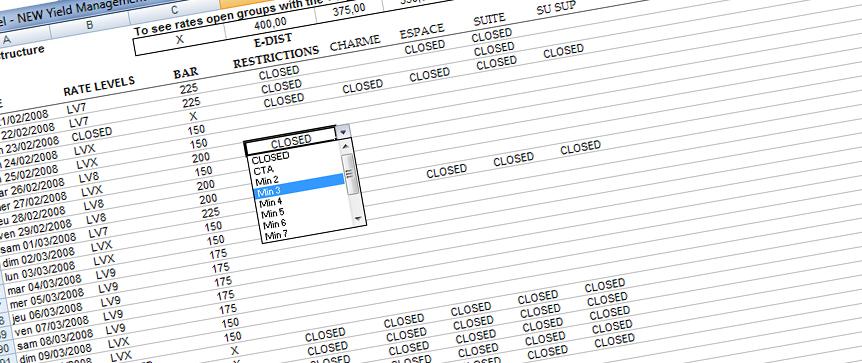 L'outil Yield développé par PMT Hotels est une alternative aux RMS (Revenue Management System). Dans l'outil Yield, le pricing et les restrictions de durée de séjour d'un hôtel se gèrent d'un façon extrêmement simple.